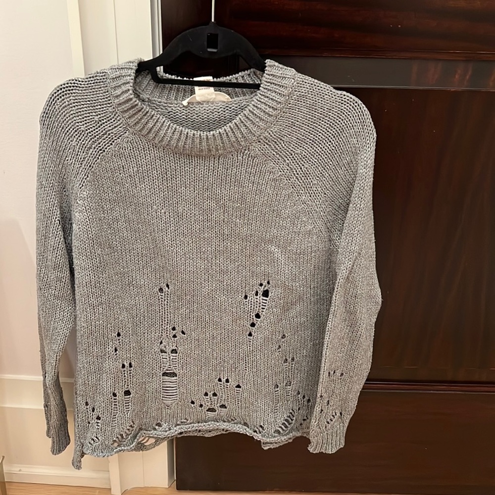 Grey distressed sweater
